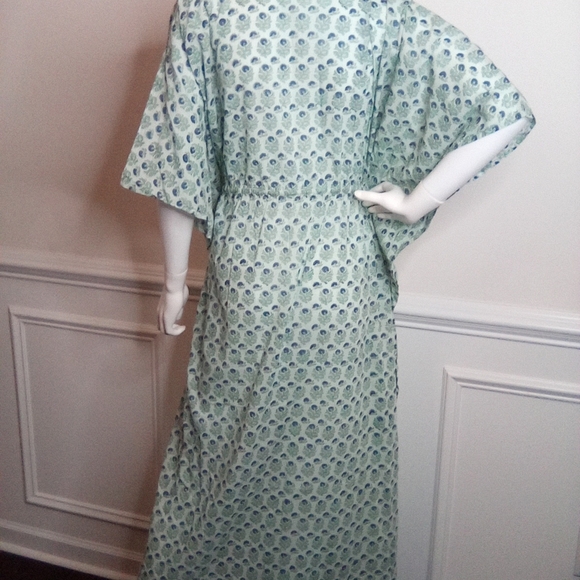 Women's Bellino Blue Floral Maxi Kaftan Dress, One Size - Picture 12 of 16